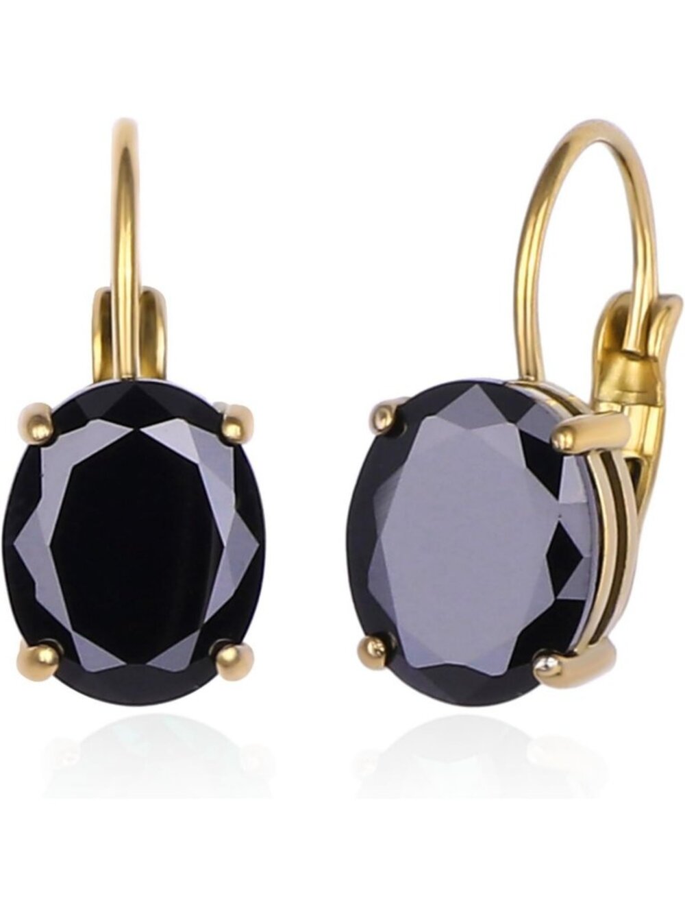 18k Gold Plated Birthstone Leverback Earrings for Women - Oval CZ Gemstone